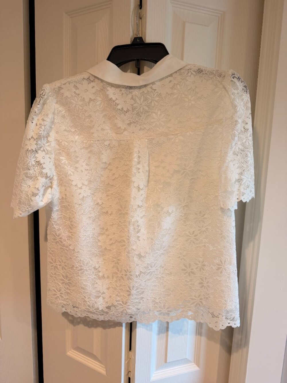 NWT CeCe Floral Lace Short Sleeve Button-Up Shirt White Sz M from Nordstrom NEW! - Picture 8 of 10